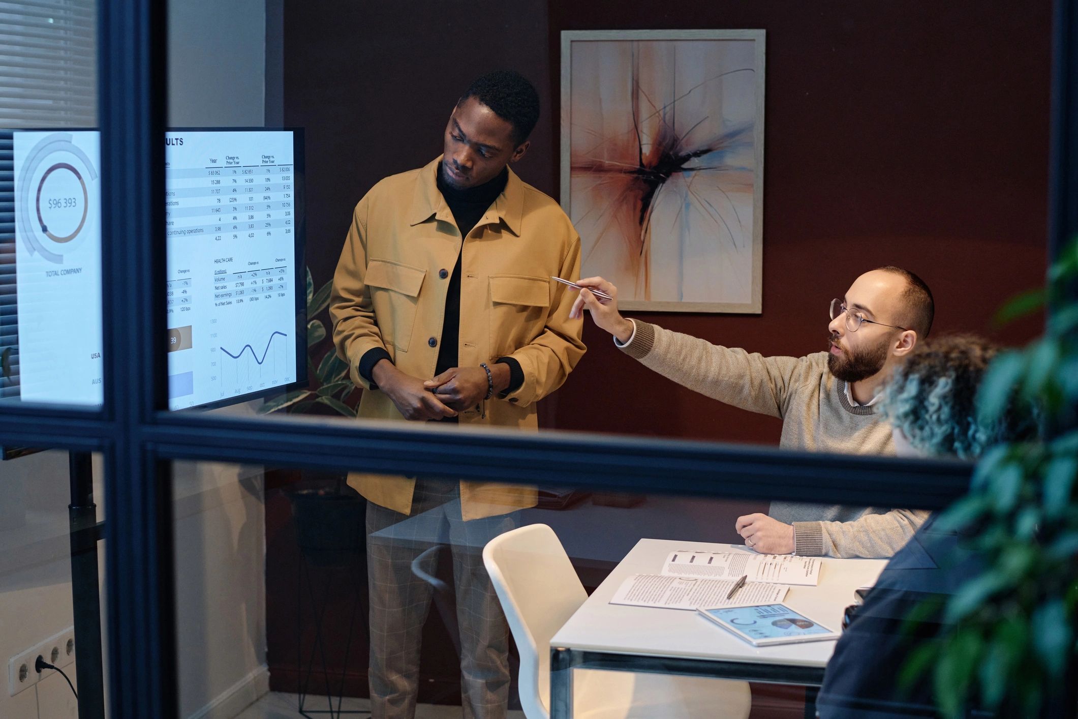 Marketing team reviewing analytics dashboard