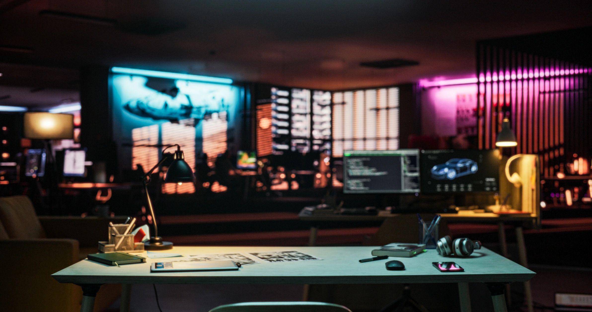Creative production workspace with devices and media tools